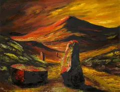 Albert Newall, Rocky Terrain, oil on board