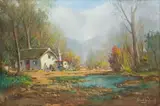 Gabriel de Jongh, Landscape with Farm Cottage, oil on canvas
