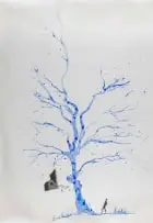 Abe Opperman, Figure Beneath a Tree, ink on paper