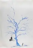 Abe Opperman, Figure Beneath a Tree, ink on paper