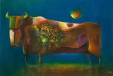 Zamani Makhanya, Sonic Cow, oil pastel on paper