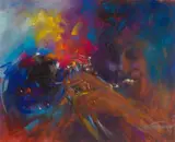 Gcina Sam Maduna, Surrendered, mixed media on unstretched canvas