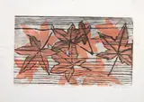Autumn Leaves by Alice Goldin, woodcut print on tissue paper, sold Jun 2024
