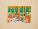 Alice Goldin, Summer Joys, screenprint on light brown paper
