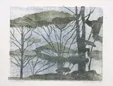 Alice Goldin, Treetops, woodcut print on tissue paper