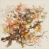 Joy van Nieuwenhuizen, Flowers III, watercolour on paper laid down on board