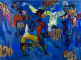 Pitsho Mafolo, Invitez-Moi à la Danse, 2020, mixed media on canvas