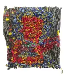 Princia Matungulu, Kisu Kimoja, Pande Mbili (One Knife, Two Sides), 2024, African wax print, thread, and glue