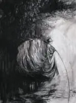 Liz Vorster, Veils of Perception, 2024, charcoal and ink drawing on Fabriano paper