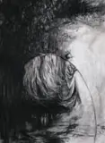 Liz Vorster, Veils of Perception, 2024, charcoal and ink drawing on Fabriano paper