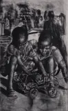 Lindokuhle Zwane, Umcebo Usemhlabathi (The Wealth is in the Soil), 2024, charcoal on canvas