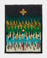 Abdoulaye Konaté, Composition verte aux losanges (Green Composition with Diamonds), cotton textile
