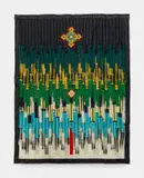 Abdoulaye Konaté, Composition verte aux losanges (Green Composition with Diamonds), cotton textile