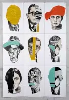 William Kentridge, Portraits for Shostakovich Symphony No.10 in E Minor, Opus 93 (II), 2022, lithograph on Zerkell BFK Rives 270gsm on 100% cotton cloth
