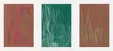 Unathi Mkonto, Still Life as Space I; Still Life as Space II; Field Lines, three, soft pastel on Fabriano paper