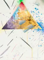 Abstract Composition with Triangle Motif by Matthew Hindley, mixed media on paper, sold Dec 2024