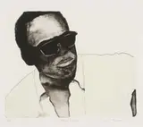 Sam Nhlengethwa, Miles Davis, chine collé and lithograph on paper