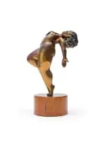 Jean Doyle, Dancing Female Figure, bronze, on a wooden base