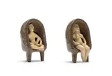 John Leask Nowers, A pair of seated nude figures, painted and glazed ceramic