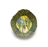 Ruan Hoffmann, Plate with winged skeleton motif, painted and glazed ceramic