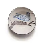 Bowl with a blue bird on a branch by Hylton Nel, painted and glazed ceramic, sold Dec 2024