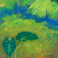 Olivia Scholnick, Elephant Ear Plant, oil on canvas