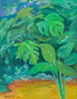 Olivia Scholnick, Monsteria II, oil on canvas