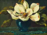 Otto Klar, Still Life with Magnolia in a Vase, oil on board