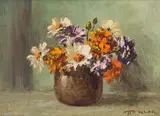 Otto Klar, Still Life with Flowers in a Vase, oil on board