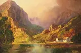Gabriel de Jongh, Cottage in a Mountainous Landscape, oil on canvas