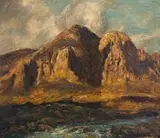 Edward Roworth, Coastal Mountain, oil on board