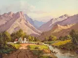 Gabriel de Jongh, Cottage in a Mountainous Landscape, oil on canvas