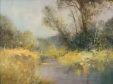 Christopher Tugwell, Landscape with River, oil on canvas laid down on board