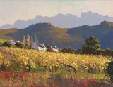 Roelof Rossouw, Golden Vineyard, Klaasvoogds, oil on board