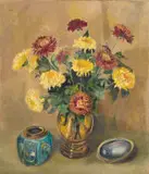 Gregoire Boonzaier, Still Life with Chrysanthemums in a Vase