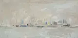 Carl Büchner, City Scape, oil on board