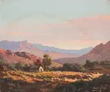 Tinus de Jongh, House in a Mountainous Landscape, oil on canvas