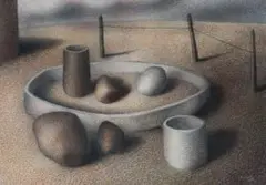 John (Jfc) Clarke, Ternary Still Life, pastel on paper