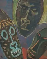 Fritz Krampe, Masken (Masks), oil on canvas