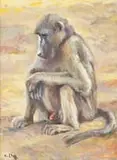 Baboon by Zakkie Eloff, oil on canvas, sold Dec 2024