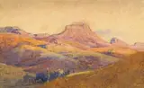 Constance Penstone, Mountainous Landscape, watercolour on paper laid down on backing board