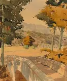 Terence McCaw, Cape Dutch Homestead in a Landscape, watercolour on paper