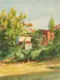 Edith King, Garden Landscape, watercolour on paper