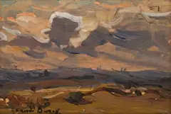 Landscape with Clouds by Adriaan Boshoff, oil on board, sold Dec 2024