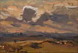 Landscape with Clouds by Adriaan Boshoff, oil on board, sold Dec 2024