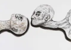 Two Heads by Wonder Buhle Mbambo, charcoal on paper, offered Dec 2024
