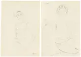 Eugene Labuschagne, A Fashionable Lady; Portrait of a Lady in a Landscape, two, pencil on paper