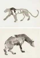 Pam Guhrs Carr, Leopard; Hyena, two, ink on paper