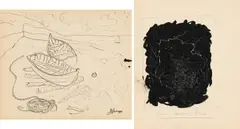 Eugene Labuschagne, Two Boats (recto) Bone Crossing Bone (verso), ink on paper