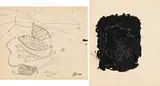 Eugene Labuschagne, Two Boats (recto) Bone Crossing Bone (verso), ink on paper